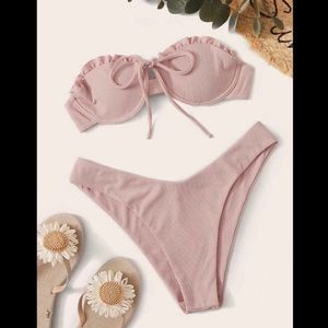 Nude Pink, Frilly, Bandeau, Bikini Set